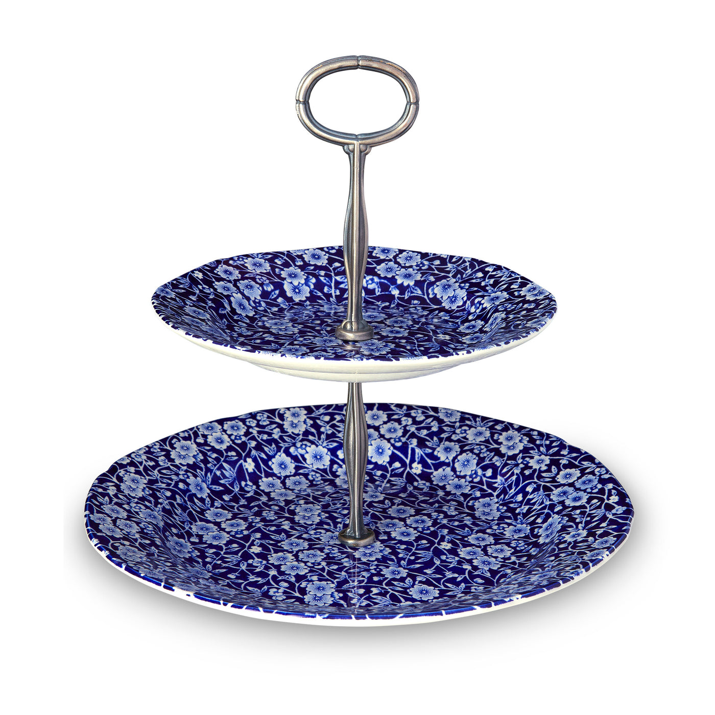 Burleigh Blue Calico 2 Tier Cake Stand