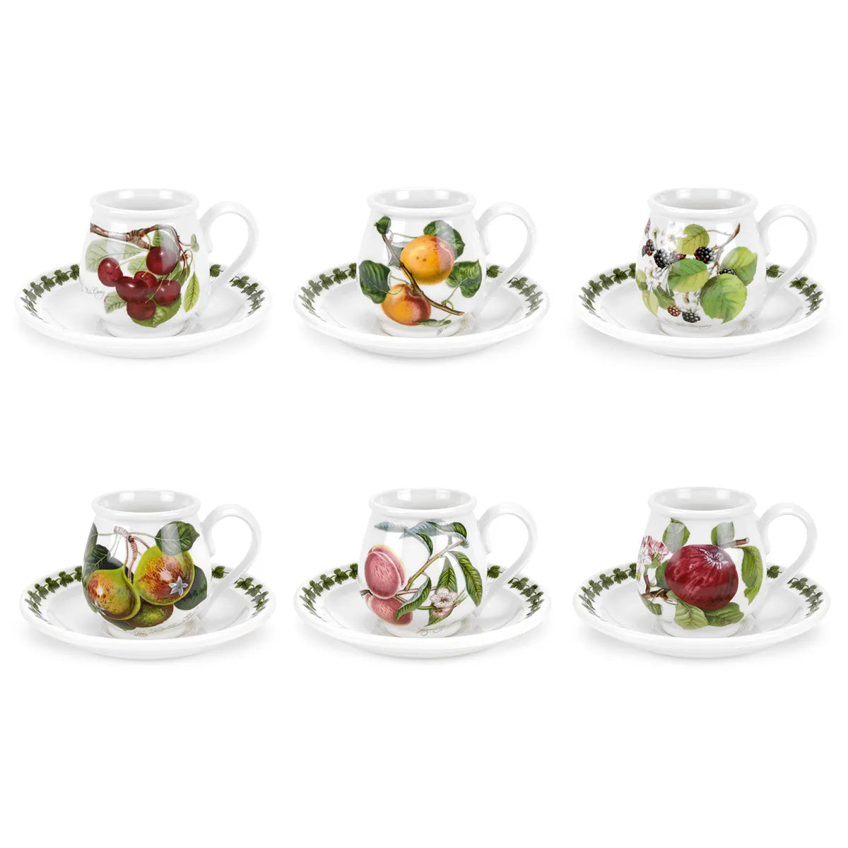 Pomona Set of 6 Mocha Coffee Cups & Saucers