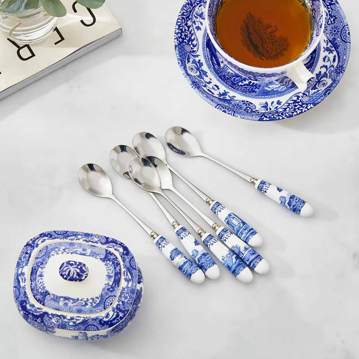 Spode Blue Italian Set of 6 Tea Spoons