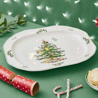 Christmas Tree Sculpted Oval Platter, 35cm