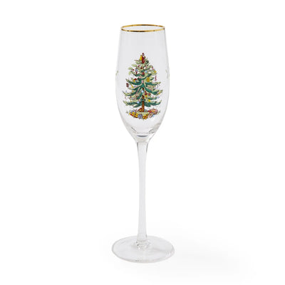 Christmas Tree Set of 4 Champagne Flutes