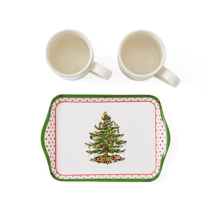 Christmas Tree Polka Dot Mug & Tray Set