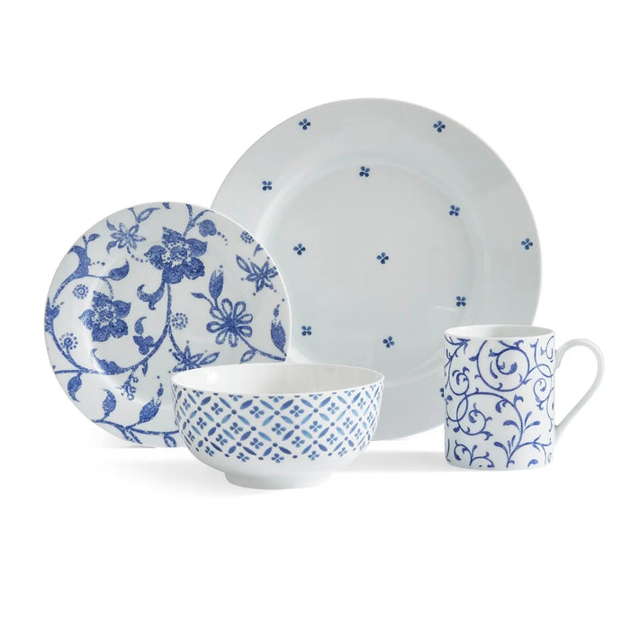 Portmeirion Home 16 Piece Set, Blue Indigo