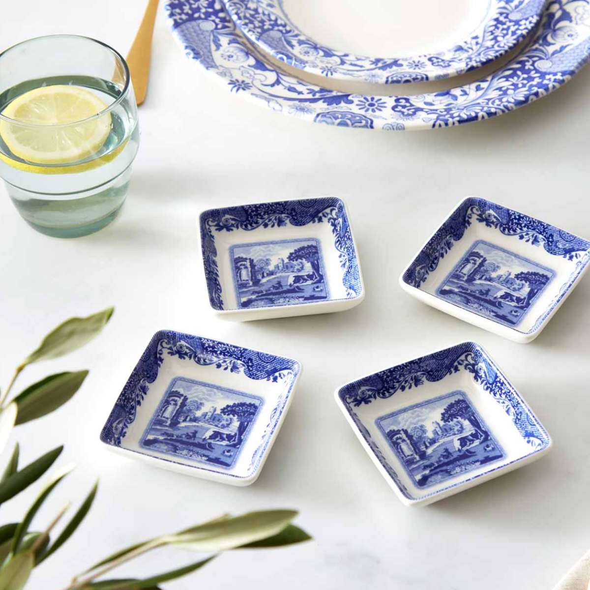 Spode Blue Italian Square Dishes - Set of 4