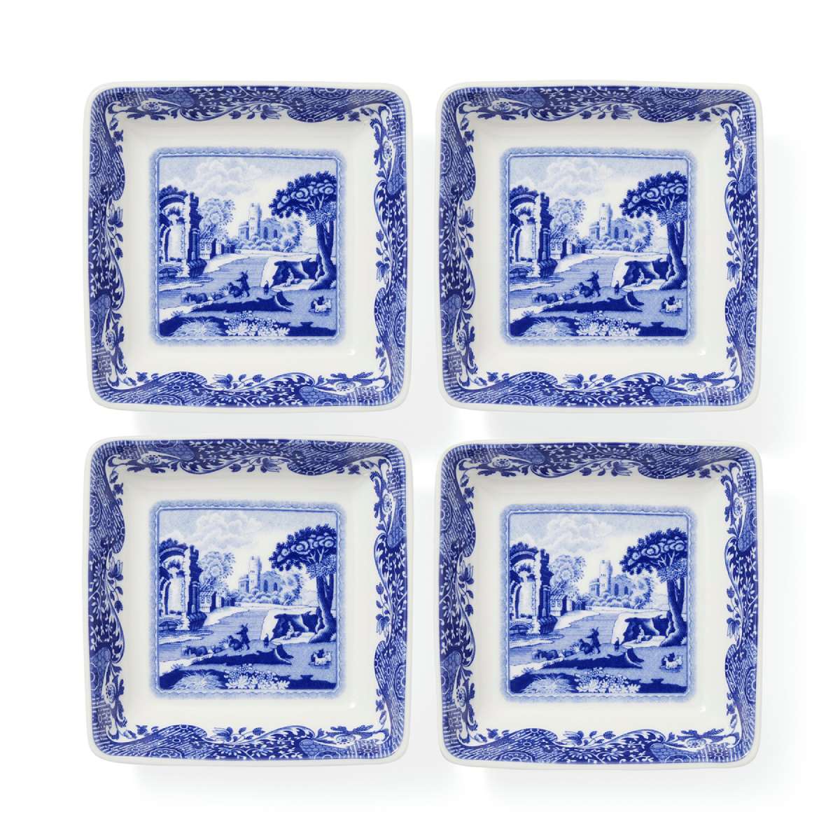 Spode Blue Italian Square Dishes - Set of 4