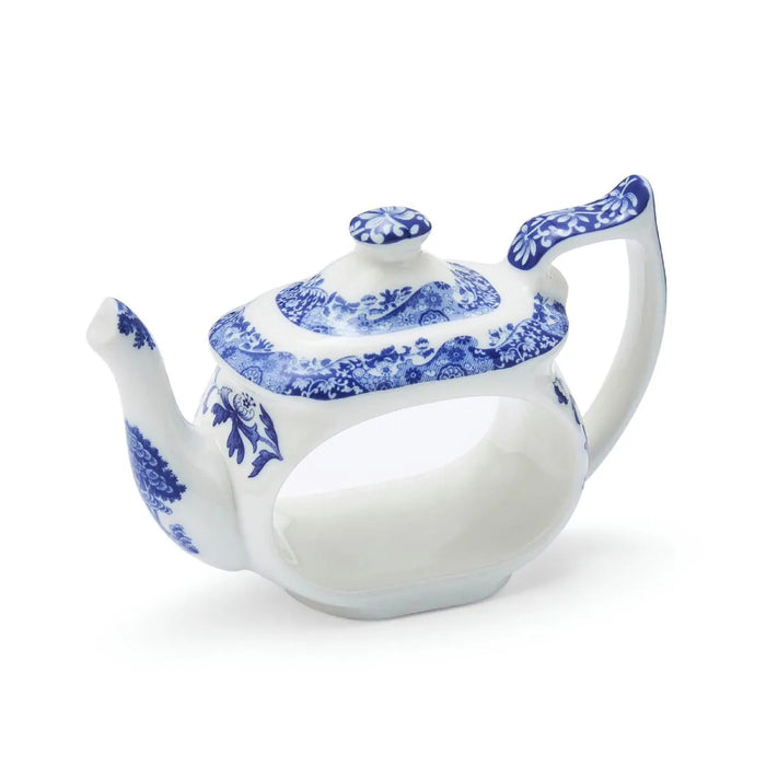 Blue Italian Teapot Napkin Rings - Set of 4