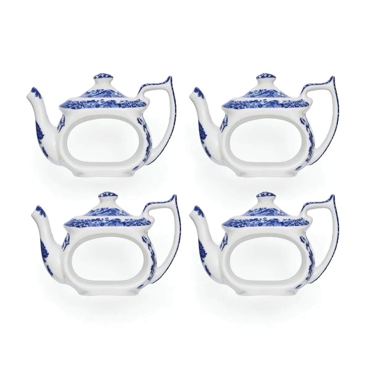 Spode Blue Italian Teapot Napkin Rings - Set of 4