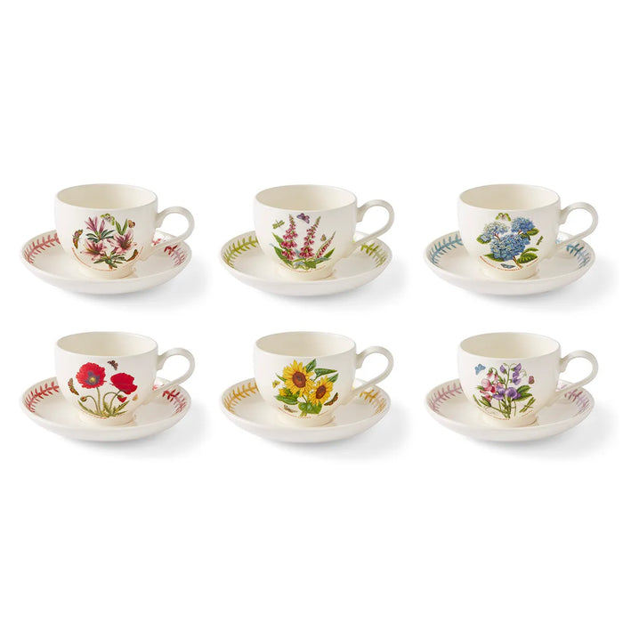 Botanic Garden Meadow Set of 6 Breakfast Teacups & Saucers, Assorted