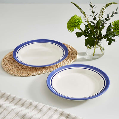 Potter's Stripe Set of 4 Dinner Plates, Blue