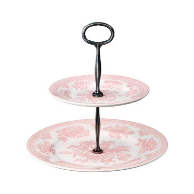 Burleigh Pink Asiatic Pheasants 2 Tier Cake Stand