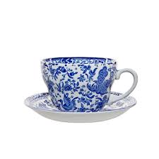 Burleigh Blue Regal Peacock Breakfast Cup & Saucer