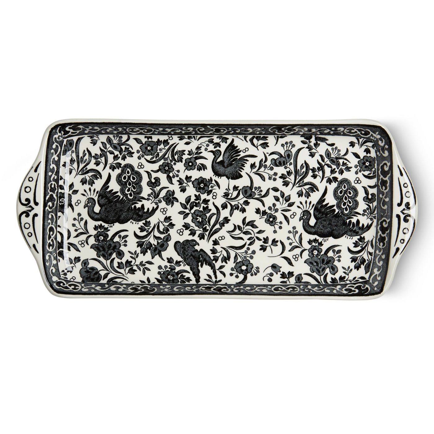 Burleigh Black Regal Peacock Rectangular Tray 28cm/11