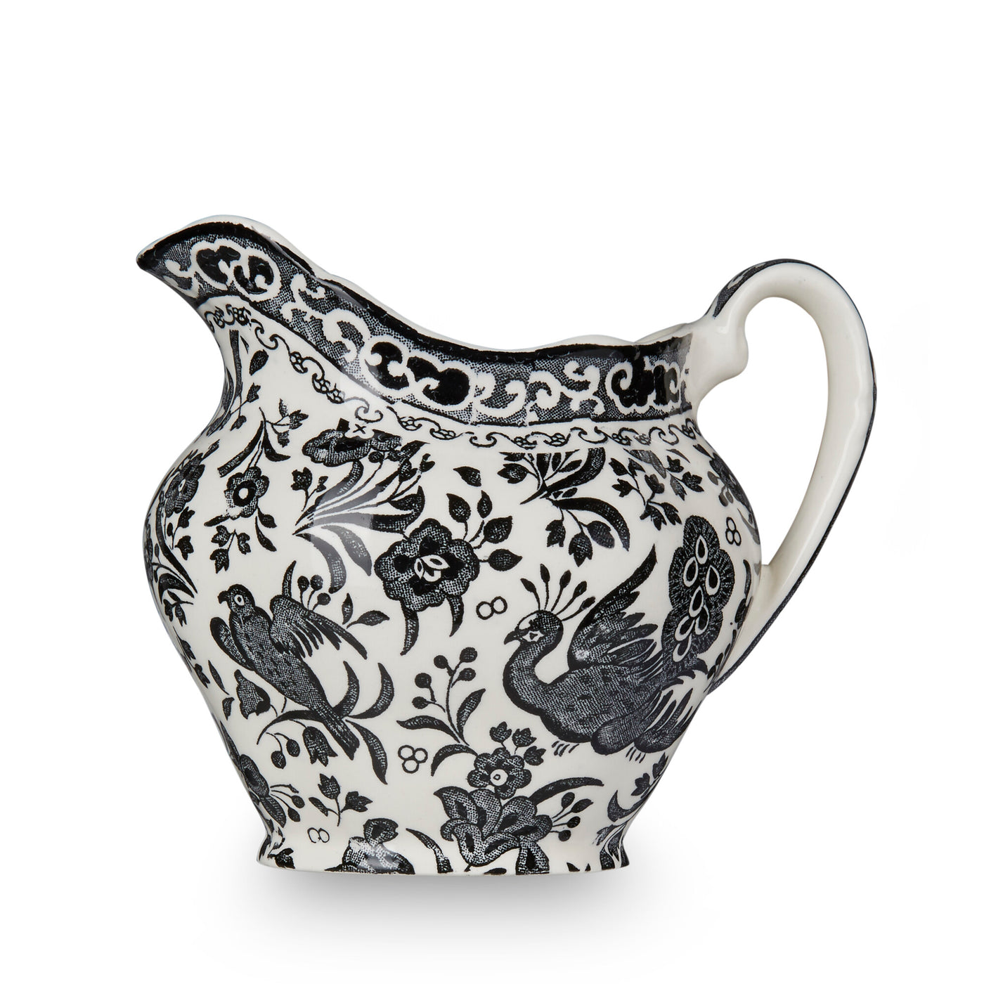 Burleigh Black Regal Peacock Cream Jug 255ml/1/2pt