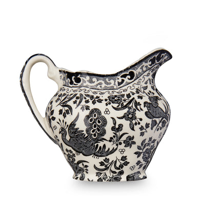 Burleigh Black Regal Peacock Cream Jug 255ml/1/2pt