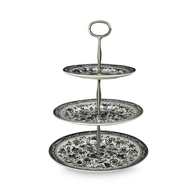 Burleigh Black Regal Peacock 3 Tier Cake Stand