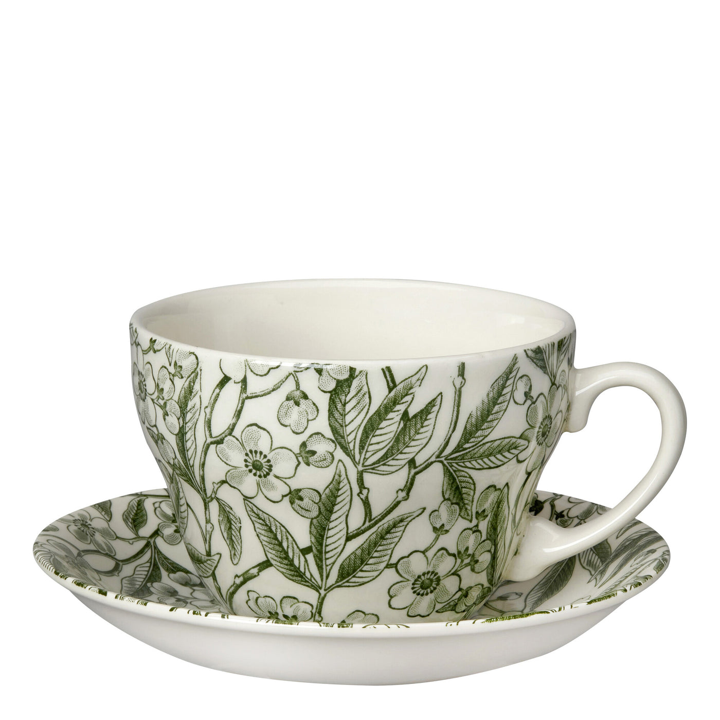 Burleigh Green Prunus Breakfast Cup & Saucer