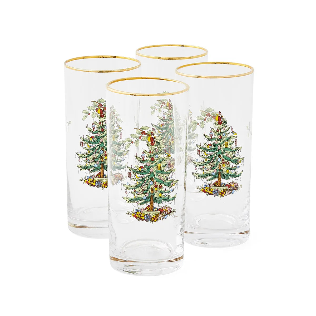 Christmas Tree Set of 4 Highball Glasses