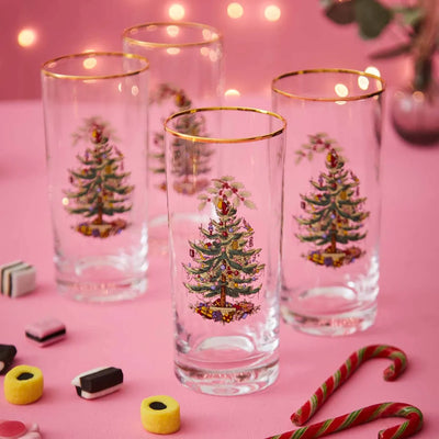 Christmas Tree Set of 4 Highball Glasses