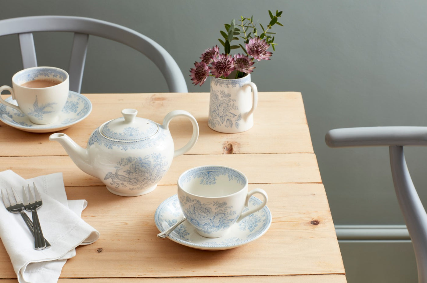 Burleigh Blue Asiatic Pheasants Teacup & Saucer