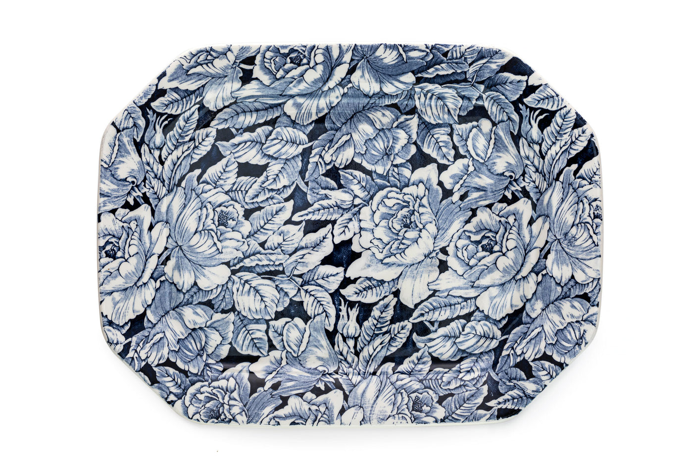 Burleigh Ink Blue Hibiscus Rectangular Platter 34cm