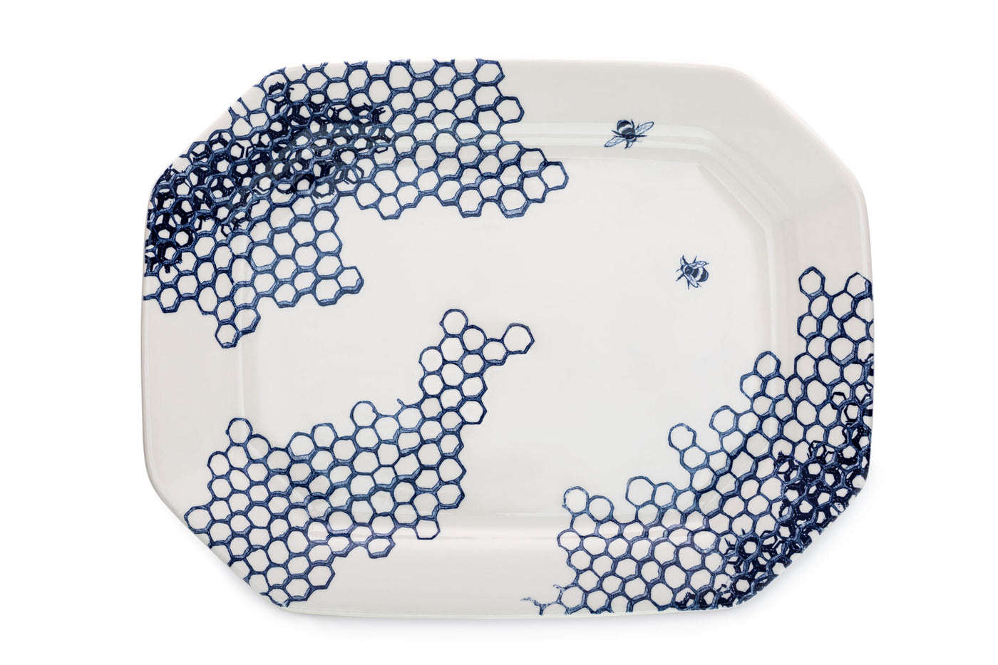 Ink Blue Pollen Rectangular Platter 34cm