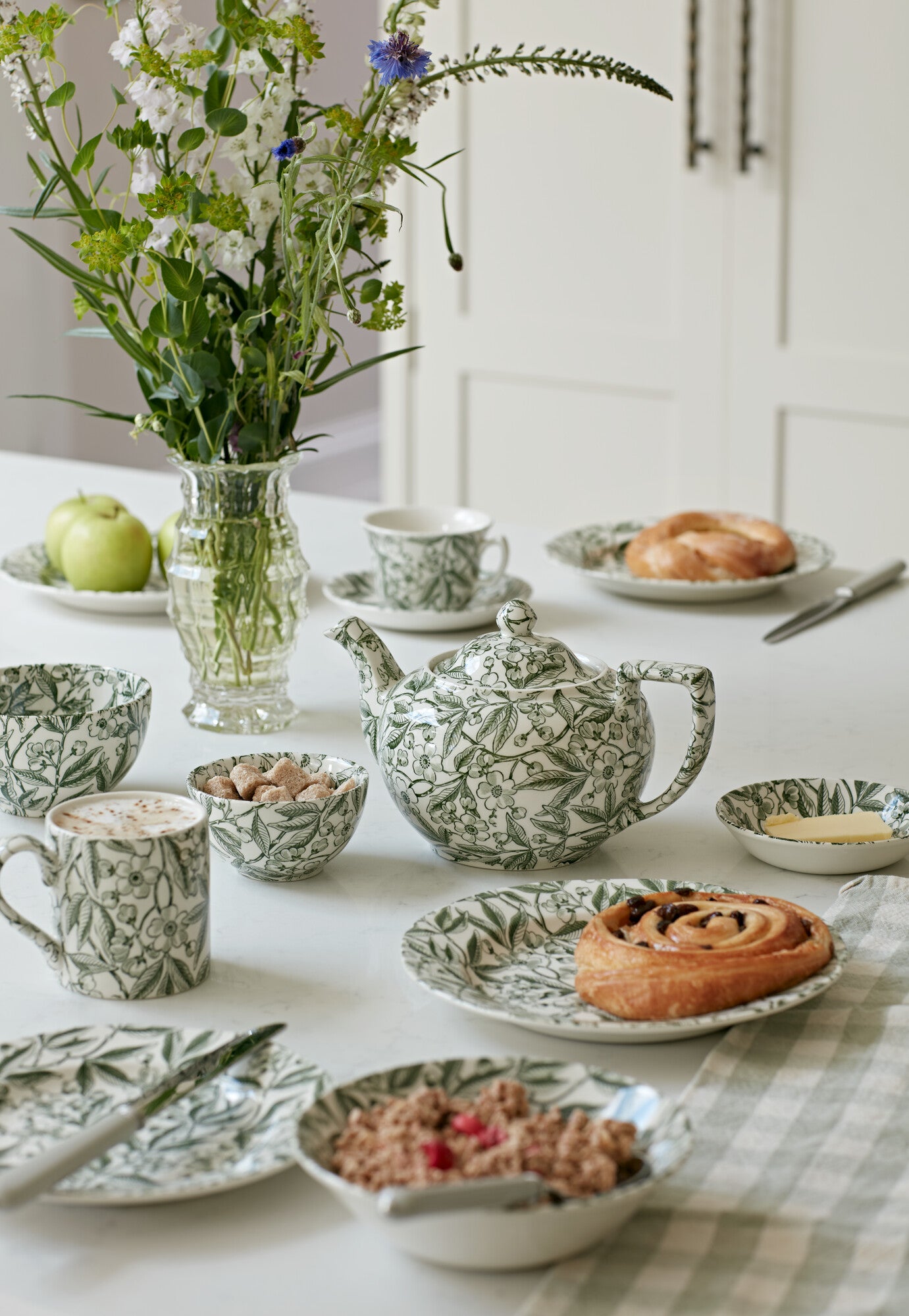 Burleigh Green Prunus Breakfast Cup & Saucer