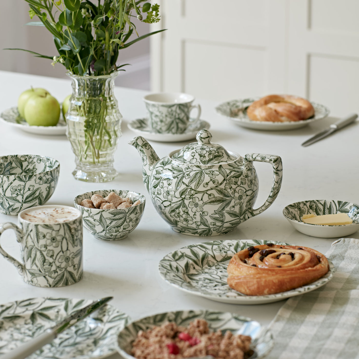 Burleigh Green Prunus Breakfast Cup & Saucer