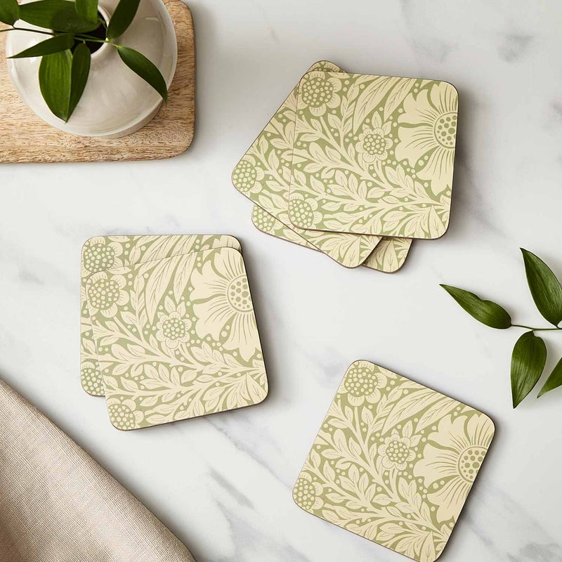 Morris & Co. Marigold 6 Coasters, Green