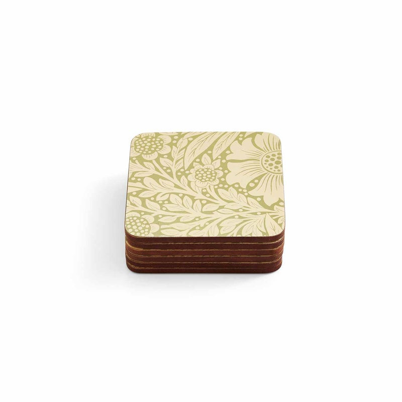 Morris & Co. Marigold 6 Coasters, Green