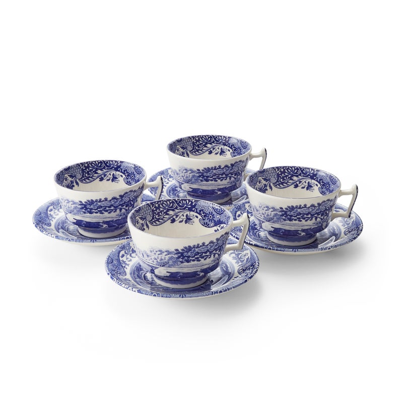 Spode Blue Italian Breakfast  Cups & Saucers Set of 4