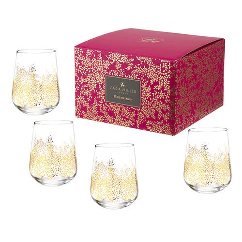 Sara Miller Chelsea Collection Set of 4 Stemless Wine Glasses