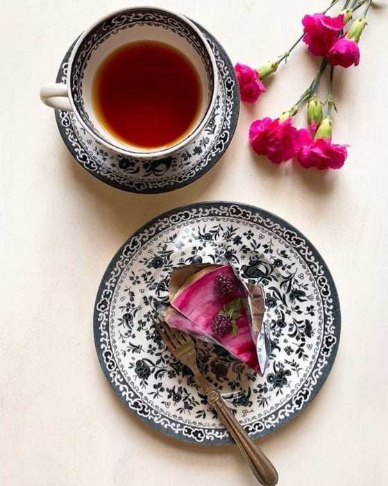 Black Regal Peacock Teacup 3 - Piece Gift Set