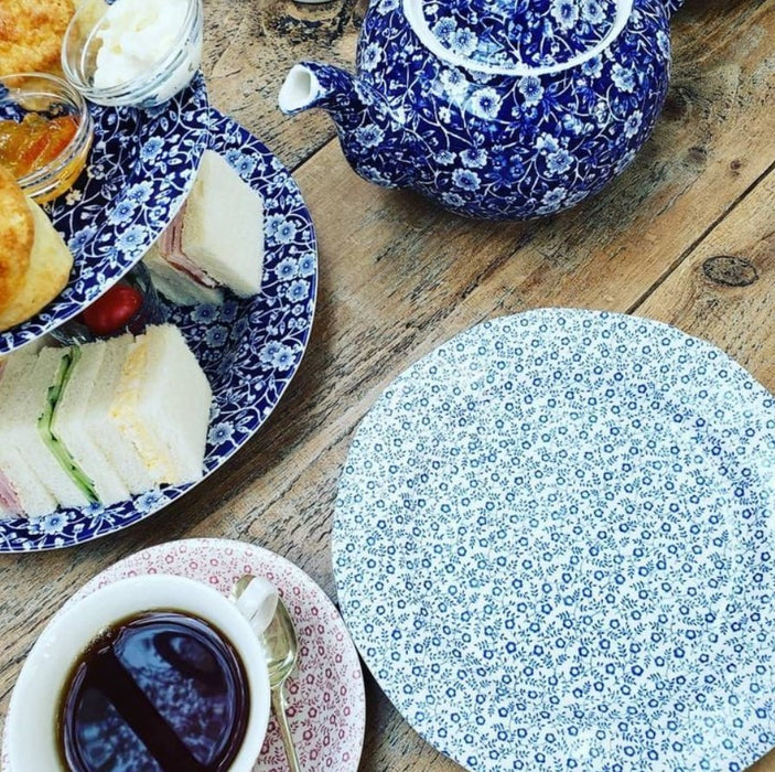 Blue Calico 2 Tier Cake Stand