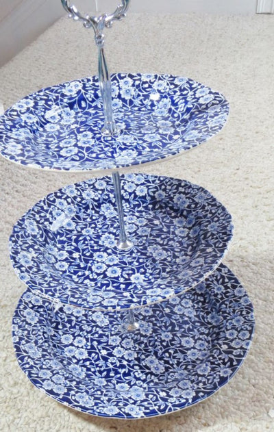 Burleigh Blue Calico 3 Tier Cake Stand