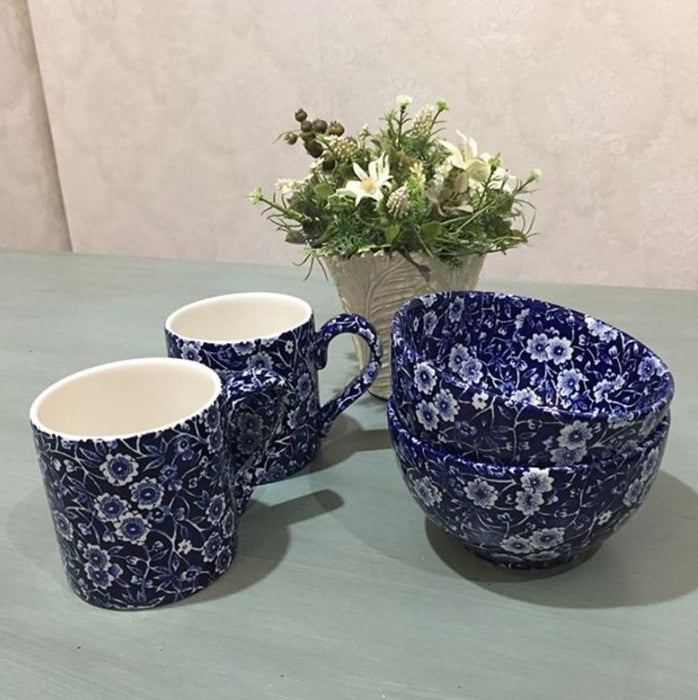 Blue Calico Small Footed Bowl 16cm/6