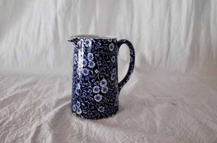 Burleigh Blue Calico Tankard Jug Medium 568ml/1pt