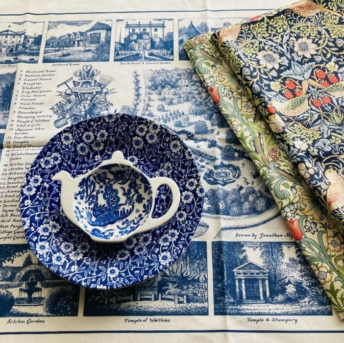 Blue Regal Peacock Mini Teapot Tray