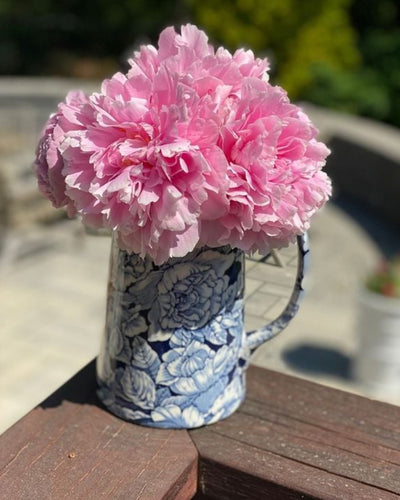 Burleigh Ink Blue Hibiscus Tankard Jug 2pt