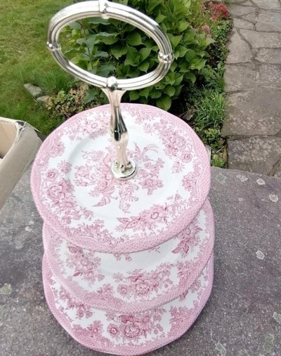 Burleigh Pink Asiatic Pheasants 3 Tier Cake Stand