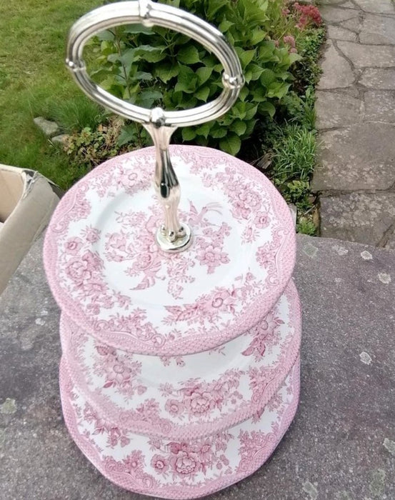 Pink Asiatic Pheasants 3 Tier Cake Stand