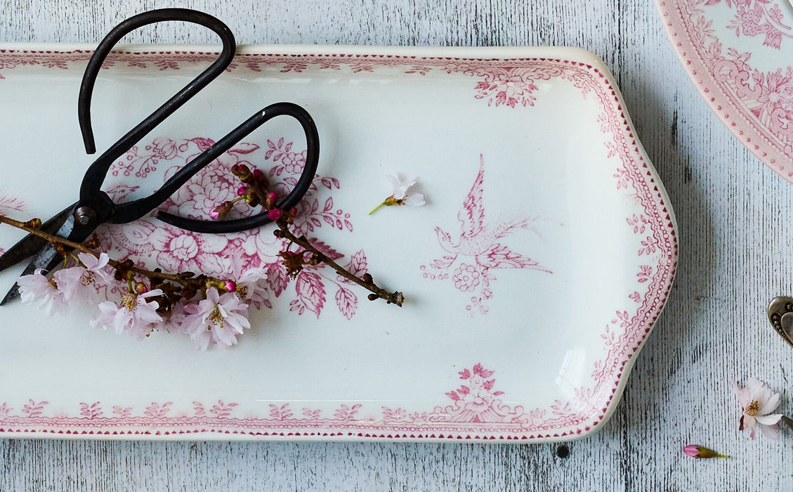 Pink Asiatic Pheasants Rectangular Tray 28cm/11