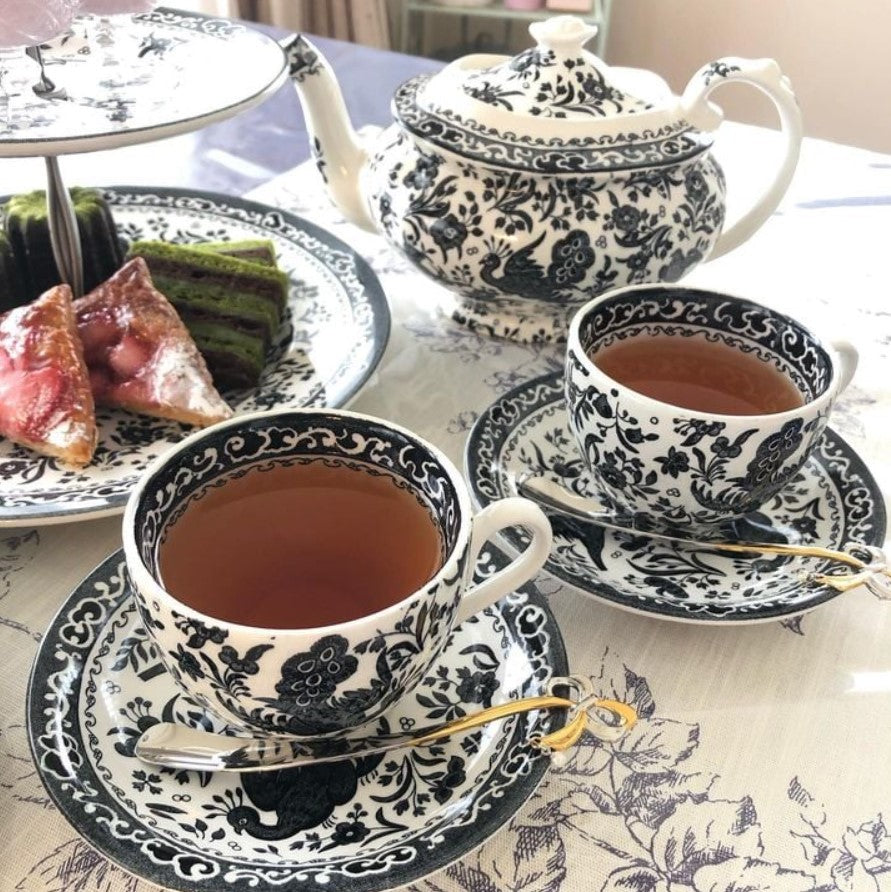 Burleigh Black Regal Peacock Tea Saucer