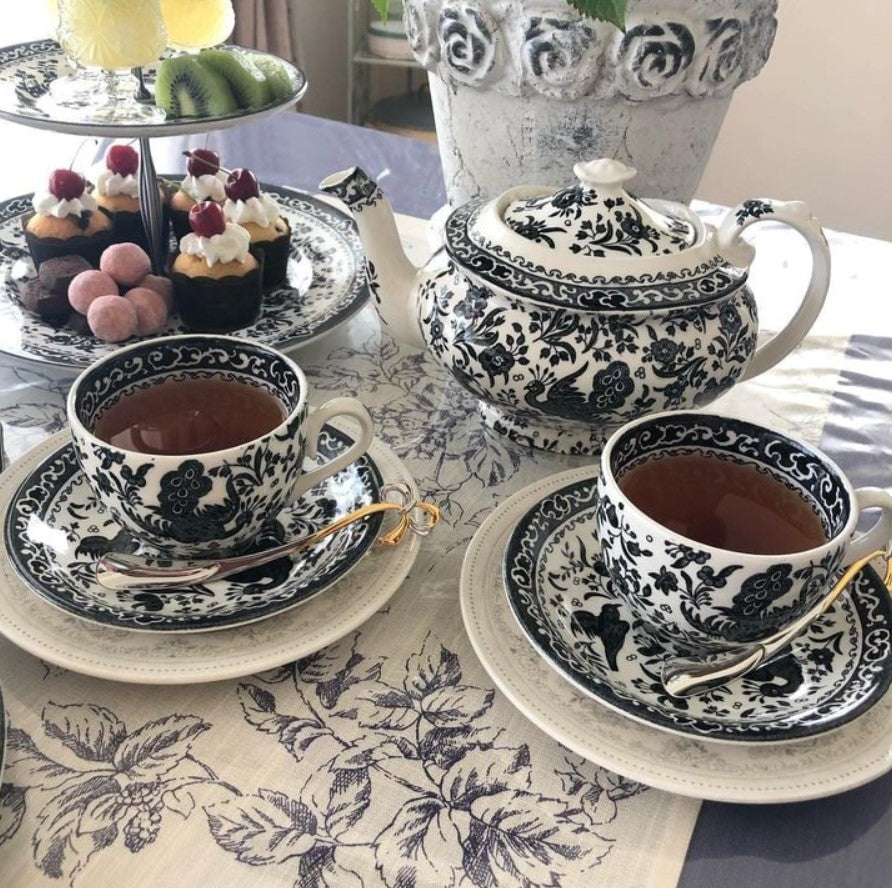 Burleigh Black Regal Peacock Tea Saucer