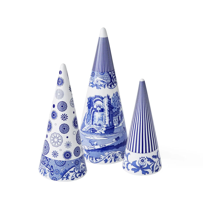 Blue Italian Set of 3 Decorative Cones