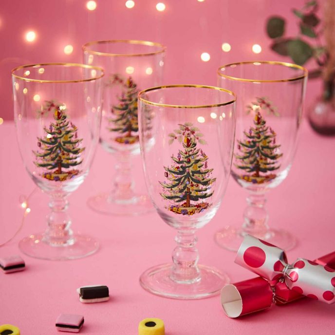 Christmas Tree Set of 4 Goblets