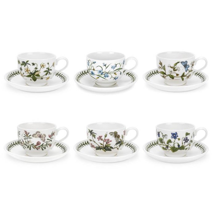 Botanic Garden Set of 6 Teacups & Saucers