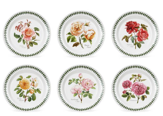 Botanic Roses Set of 6 Plates, 20cm