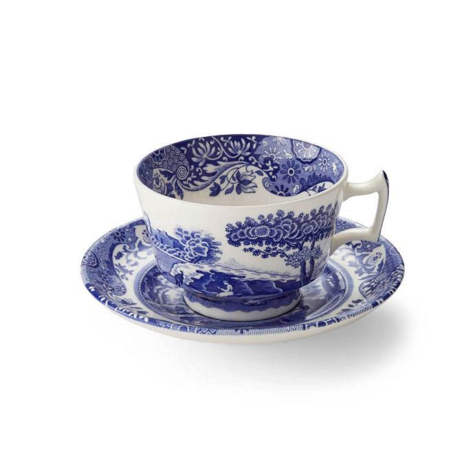 Blue Italian Set of 4 Teacups & Saucers