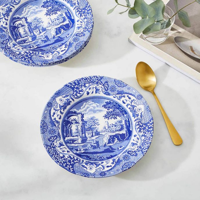 Blue Italian Set of 4 Soup Plates