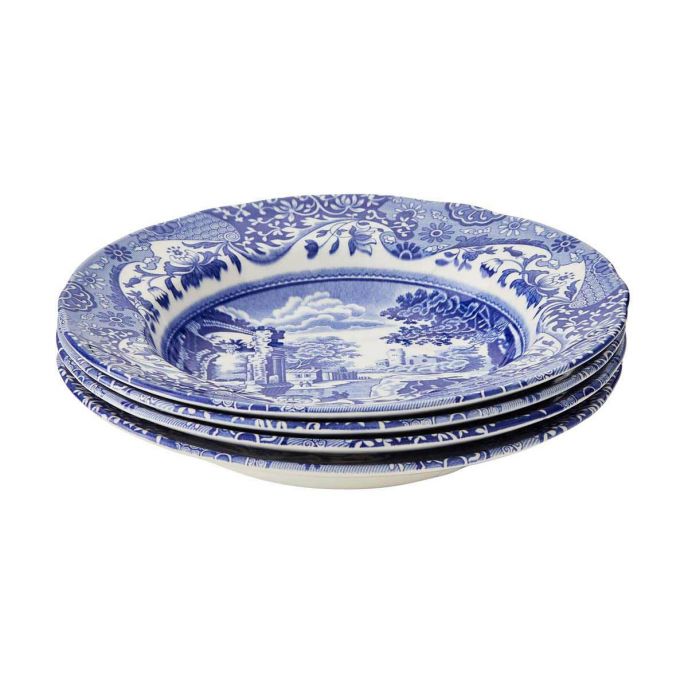 Blue Italian Set of 4 Soup Plates